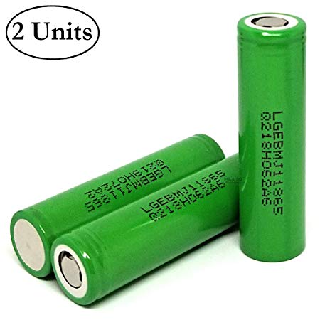 M&A BD 2-Pack MJ1 3500mAh 10A 3.7V LG Rechargeable Flat Top Lithium-ion Battery for Electric Tools, Toys, LED Flashlights, Torch, and Etc