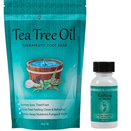 Toenail Fungus Treatment with Tea Tree Oil Foot Soak and ReNew Topical Solution - Helps Treat and Restore the Appearance of Fungus Infected Feet, Toes & Nails