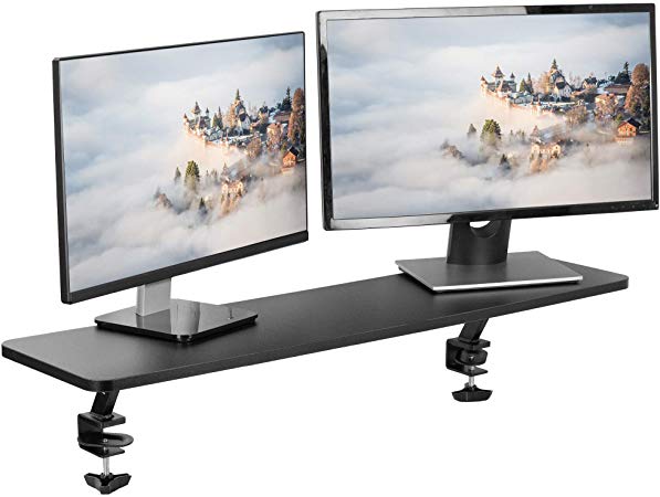 VIVO Black Clamp-on Large 40 inch Ergonomic Desk Shelf | Dual Computer Monitor and Laptop Riser Stand - Desk Organizer for 2 Screens (STAND-SHELF40B)