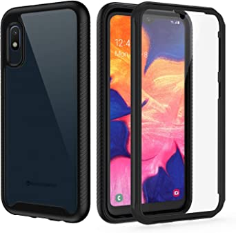 seacosmo Samsung A10E Case, [Built-in Screen Protector] Full Body Clear Bumper Case Shockproof Protective Phone Cases Cover for Samsung Galaxy A10E, Black
