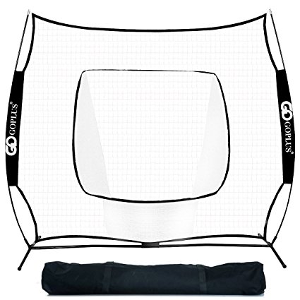 Goplus 7'×7’ Baseball Softball Practice Hitting Batting Training Net Bow Frame