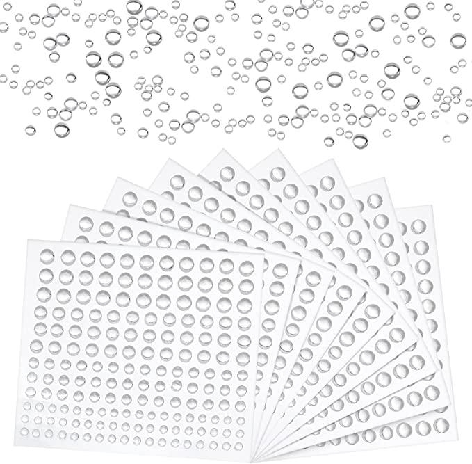 660 Pieces Clear Dewdrop Water Droplets Embellishments Self-Adhesive Round Clear Dew Drop Simulation Resin Water Beads for DIY Scrapbooking Crafts Card Making Decor Accessories
