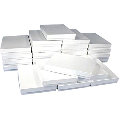 White Swirl Cotton Filled Jewelry Box #75 (Pack of 10)