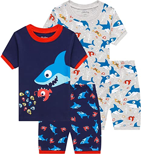 shelry Boys Dinosaur Pajamas Children Christmas Clothes 100% Cotton Kids Sleepwear