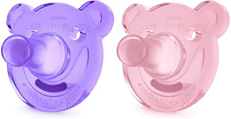 Philips Avent Soothie Pacifier, 3  months, Pink/Purple, Bear Shape, 2 pack, SCF194/05