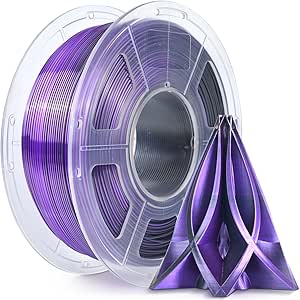 SUNLU Silk PLA Plus 3D Printer Filament, Dual Color Shiny PLA  Filament 1.75mm, Silk Textures, 360° Spin Unveils Varied Colors, Dimensional Accuracy  /- 0.02mm, 1KG Spool(2.2lbs), Silk Black Purple