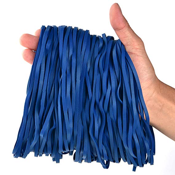 Coopay 180 Pack Large Rubber Bands, Heavy Duty Trash Can Band, Strong Elastic Bands for Office Supply, Garbage Cans, File Folders, Size 8 inches (Blue)