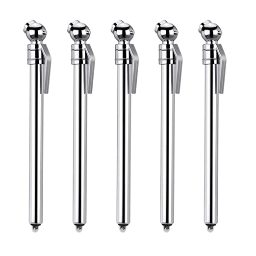 JSDOIN Pencil Tire Pressure Gauge,Heavy-Duty Chrome Metal Head and Stainless Steel Body, Measurement Tool for Cars, Trucks, RVs and Bicycles(5 Pack)