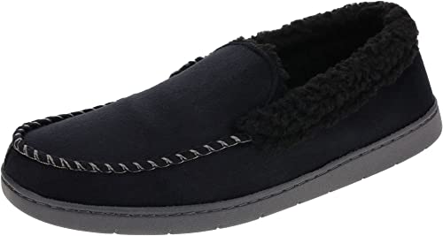 Levi's Men's Slipper, Moccasin with Sherpa Collar, Burgundy and Black, Size Medium (Mens 8-9) to 3XL (Mens 15-16)