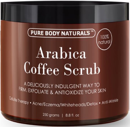 100 Natural Arabica Coffee Scrub 88 fl oz with Organic Coffee Coconut and Shea Butter - Best Acne Anti Cellulite and Stretch Mark treatment Spider Vein Therapy for Varicose Veins and Eczema
