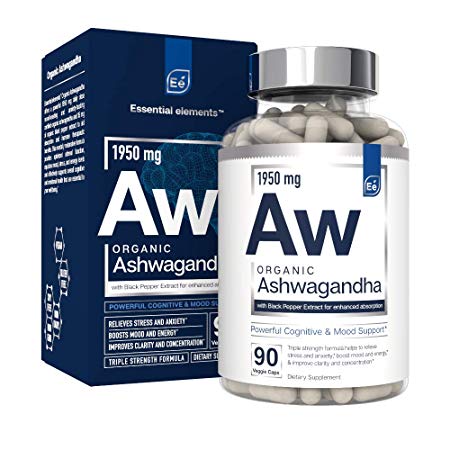 Ashwagandha - Powerful Cognitive & Mood Support - Made with Organic Ashwagandha Root | 1950 mg with Organic Black Pepper Extract for Enhanced Absorption