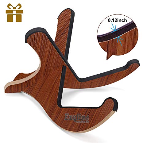 Exqline Wooden Guitar Stand with 0.12in Thickening Anti-Slip EVA Padding Universal Acoustic Guitar Stand Portable String Instrument Holder for Acoustic Classical Bass Guitars