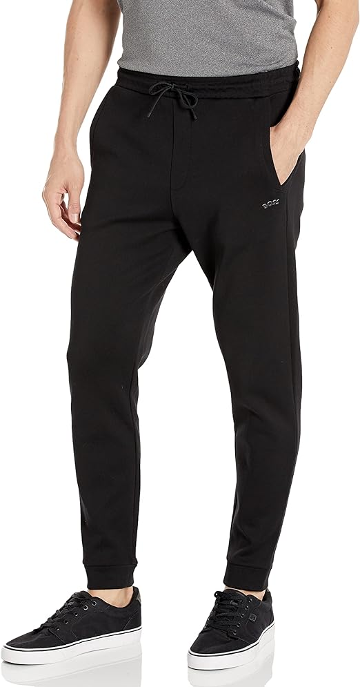 BOSS Men's Curved Logo Regular Fit Cuffed Sweatpants