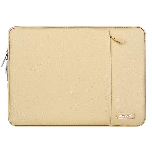 MOSISO Laptop Sleeve Bag Compatible 13-13.3 Inch MacBook Pro, MacBook Air, Notebook Computer, Vertical Style Water Repellent Polyester Protective Case Cover with Pocket, Camel