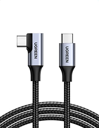 UGREEN Kabel USB-C USB-C 3.1 60W Winkel Ladekabel USB C USB C Power Delivery 5Gbps 4K@60Hz kompatibel mit MacBook Pro M1 iPad Pro 2020 Matebook XPS 15 Surface Go Galaxy S21 S20 A52 usw. (2m)