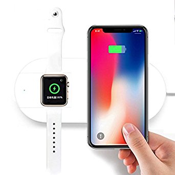 iPM 2 in 1 Wireless Charging Pad With Fast Qi Charger For Apple Watch - White