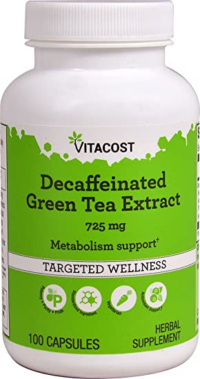 Vitacost Decaffeinated Green Tea Extract - 725 mg - 100 Vegetarian Capsules