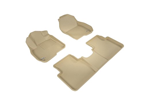 3D MAXpider Complete Set Custom Fit All-Weather Floor Mat For Select Honda CR-V Models - Kagu Rubber (Tan)