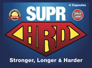 SUPrHRD (4 Blue Pills) Male Enhancement Guaranteed to Increase Stamina, Girth, and Performance Best of all Lasts for days!