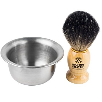 100% Pure Badger Shaving Brush and Bowl. For Guaranteed Best Shave of Your Life. Use for Old Fashioned Double Edge Safety Razor or Multi Blade Razor - Made for Modern Gentlemen