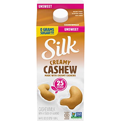 Silk Cashewmilk, Unsweetened, Dairy-Free, Vegan, Non-GMO Project Verified, Half Gallon