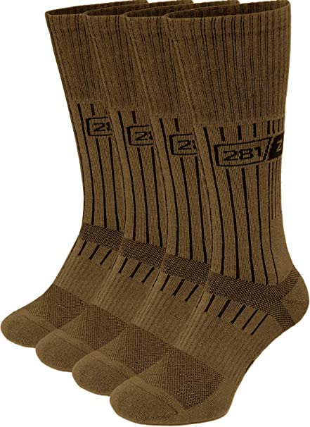 281Z Military Boot Socks - Tactical Trekking Hiking - Outdoor Athletic Sport (Coyote Brown)