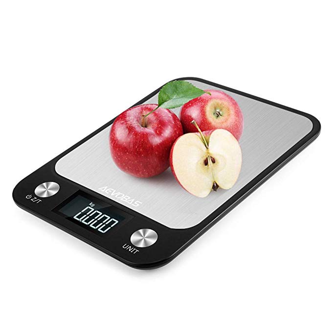 Aevobas Digital Kitchen Scales with Tare Function 10KG 1g/0.01oz Electronic Food Weighing Scale Mini Precision Kitchen Cooking Scales with Stainless Steel Platform LCD Display for Home Diet-Black