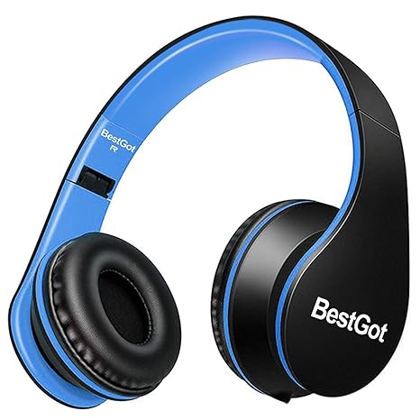 Upgraded version BestGot Wired Headphones with microphone In-line Volume for Kids Boys Adult Included Transport Waterproof Bag Foldable Headset with 3.5mm plug removable cord Black Blue B