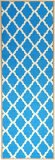 Glamour Collection Blue Contemporary Moroccan Trellis Design Runner Rug 20x59 Lattice Runner Rug Non-slip Kitchen and Bathroom Mat Rug By Ottomanson