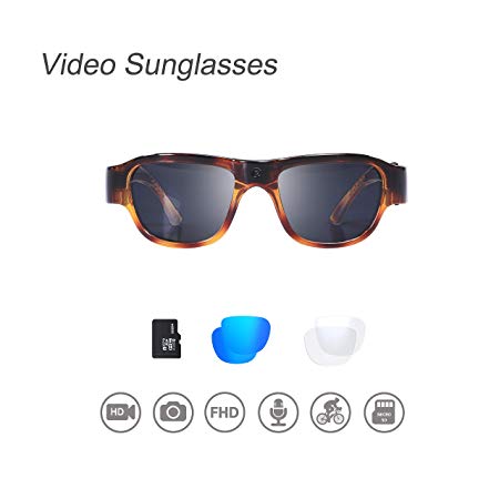 OHO Video Sunglasses, 32GB Ultra HD Outdoor Sports Action Camera with Built in 16MP Camera and Polarized UV400 Protection Safety Lens (Turtle-1)