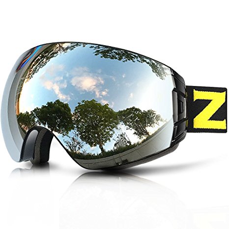 ZIONOR Lagopus X7 Ski Snowboard Goggles with Quick Lens-changing UV400 Protection Anti-fog Wide Spherical PC Lens Anti-slip Strap Helmet Compatible, Adult Ski Snowboarding Skating Goggles