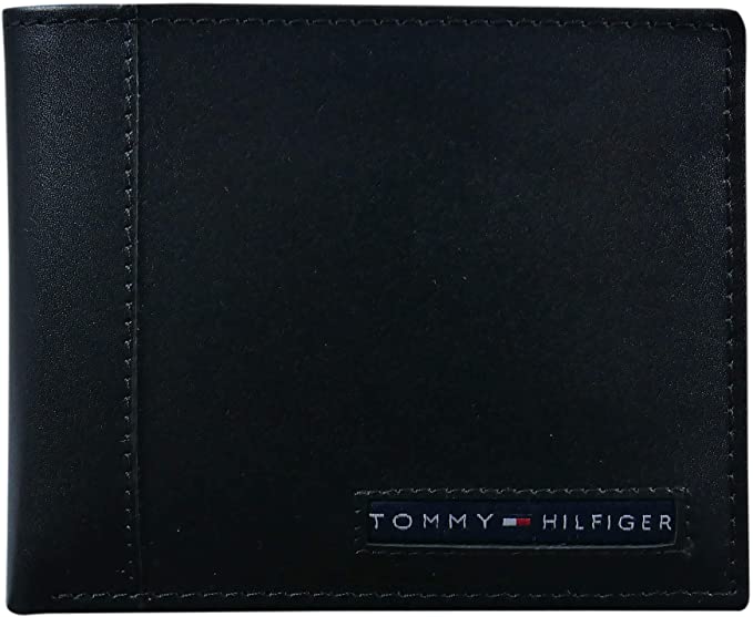 Tommy Hilfiger Men's Leather Wallet – Slim Bifold with 6 Credit Card Pockets and Removable Id Window