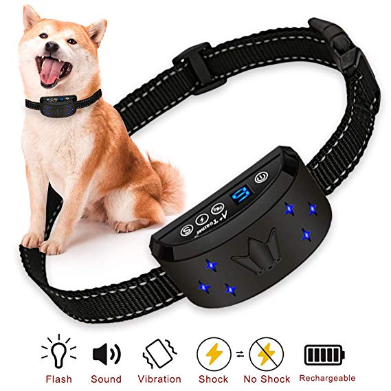 DoPuCo Humanely Designed Vibration & Shock Bark Collar for Dogs | Small, Medium & Large Bark Collar for Dogs Rainproof w/ 3 Modes [Beep, Vibrate, Shock] | Rechargeable Anti Barking Collar