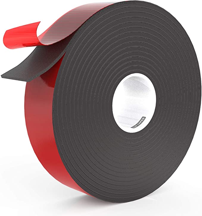 LLPT Double Sided Foam Tape 1 Inch x 50 Feet for Automotive Car Trim Strip Gap Filling Mountings Outdoor Indoor Weatherproof Adhesive