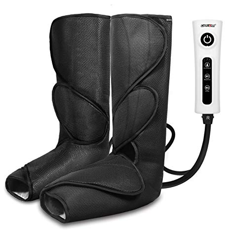 CINCOM Leg Massager for Foot Calf Air Compression Leg Wraps with Portable Handheld Controller - 2 Modes & 3 Intensities (Black)