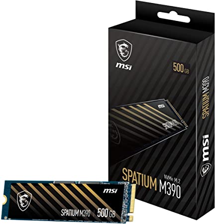 MSI SPATIUM M390 NVMe M.2 500GB Internal SSD, 3D NAND, Read: upto 3300MB/s, Write: upto 2300MB/s, Black