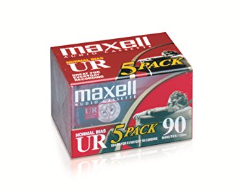 Maxell UR 90 Cassette Audio Tape, 90-Minute Normal Bias Standard, Pack Of 5