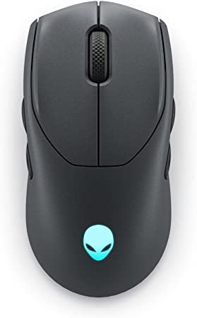 Alienware AW720M Tri-Mode Wireless Gaming Mouse - 2.4GHz Wireless, Bluetooth 5.1, 26,000 DPI, 8-Fully Programmable Buttons, Magnetic Snap Charging Adapter USB-A to USB-C Cable - Dark Side of The Moon