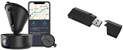 Dash Cam | VAVA 1920X1080P@60Fps | Wi-Fi Car Dash Camera | Sony Night Vision Sensor | Dashboard Camera Recorder with GPS & Sabrent SuperSpeed 2-Slot USB 3.0 Flash Memory Card Reader [Black]