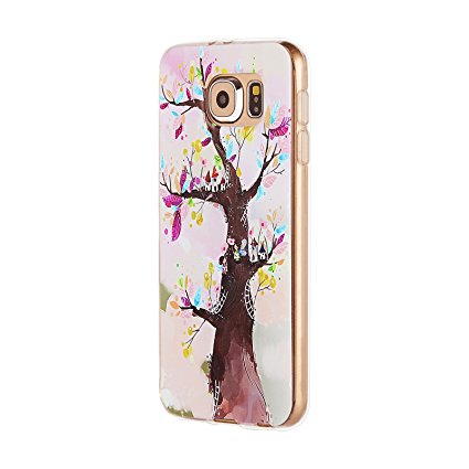 Galaxy S6 Case , Swees® Slim Thin Soft Silicone Gel TPU Case Special 3D Relief Printing Pattern Design Scratch Resistant Full Protective Back Cover for Samsung Galaxy S6 (2015 Released) , Love Tree