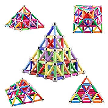 Veatree 206 Pieces Puzzle Magnetic Building Blocks Toys with Magnetic Sticks and Balls, 3D Magnet Construction Build Kit Education Toys for Kids Playing Stacking Games