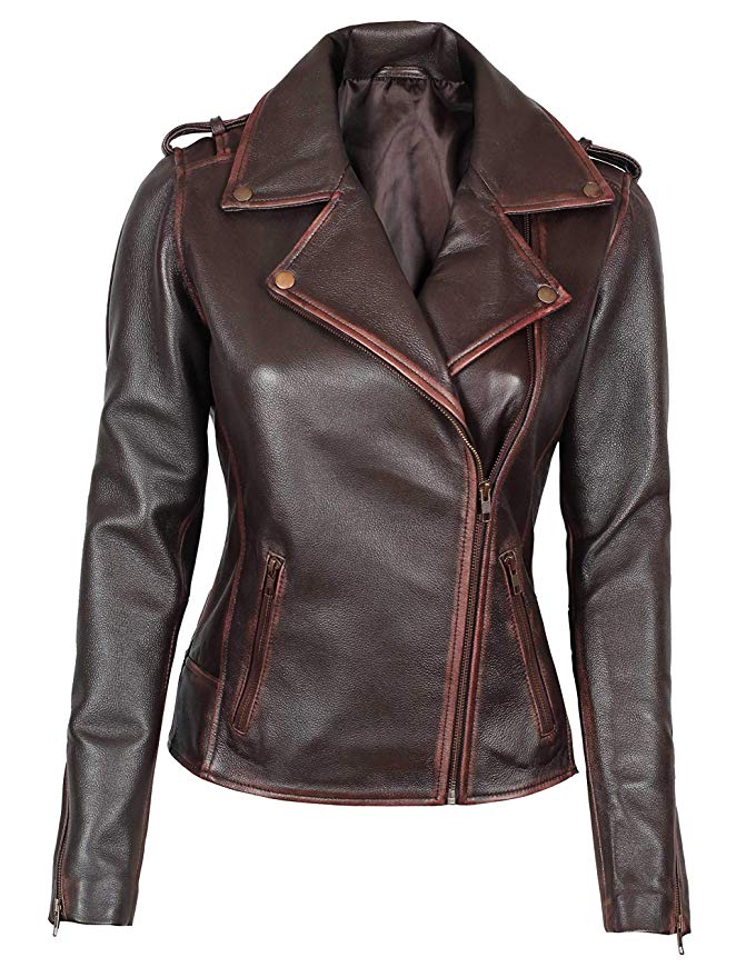 Womens Black Leather Jacket - Genuine Lambskin Chocolate Brown Leather Jackets for Women