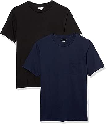 Amazon Essentials Men's Slim-Fit Short-Sleeve Crewneck Pocket T-Shirt, Pack of 2