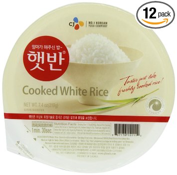 CJ Cooked White Rice, 7.4-Ounce Containers (Pack of 12)