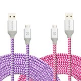USB Cables Eversame 2-Pack 10Ft 3M Premium Nylon Braided High Speed USB20 A Male to Micro B Charger Cable For Android Samsung Galaxy S6 Edge PlusNote 5 HTC M9 LG G4 and morePurple Hot Pink