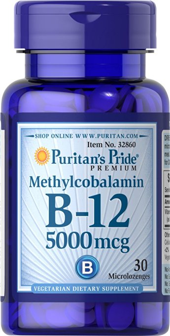 Puritan's Pride Methylcobalamin Vitamin B-12 5000 mcg-30 Microlozenges