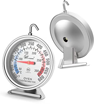 Large Dial Oven Thermometer for gas or electric oven - with 360 degree rotary hook and easy to read large reading number shows marked temperature for Kitchen Cooking