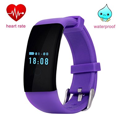 DFyou Heart Rate Fitness Smart Watch Bluetooth Waterproof Bracelet for Men and Women (DFit-Purple)