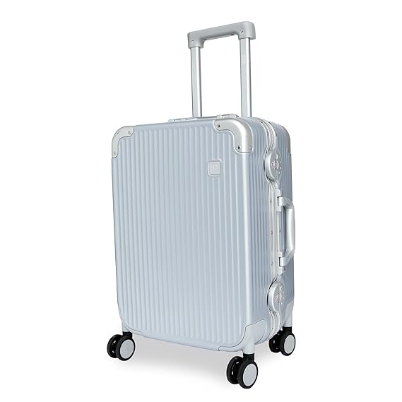 ICON The Transit Vintage Cabin Polycarbonate Hardsided Luggage| Ultra Light Weight 8 Wheel | Aluminium Magnesium Alloy Luggage Hardsided Suitcase |Silver|