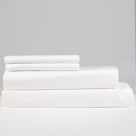 Lavish Lux Bedding 500 Thread Count 100 % Cotton Sateen 4 PC Sheet set,King,White
